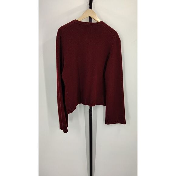 Quince Women Mongolian Cashmere Structured Cardigan Rich Burgundy Sleeved Top L - Picture 3 of 3